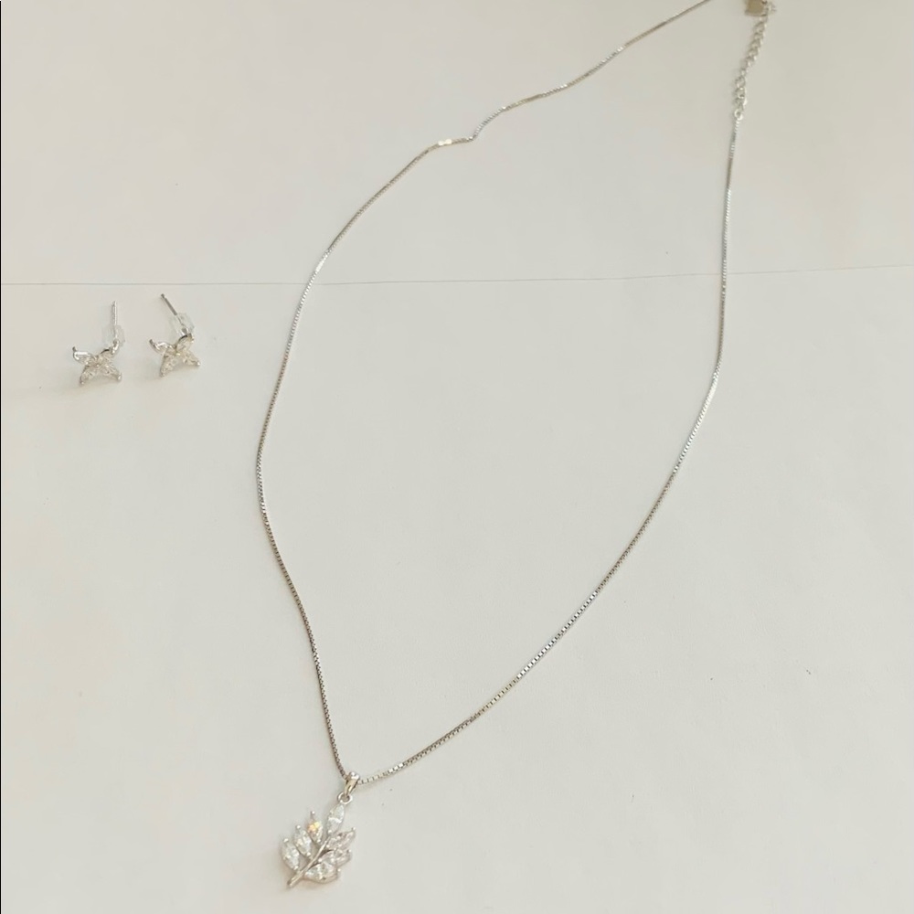 Brand New Sterling Silver Necklace with Earrings Set